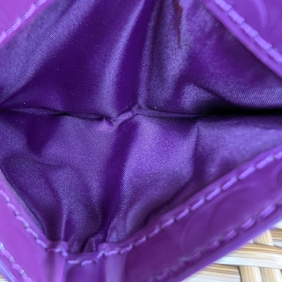 Coach Purple Coach Embossed Patent Leather Card Holder Case Wallet Pouch - Picture 6 of 11